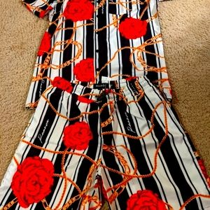 Button up short sleeves & shorts set